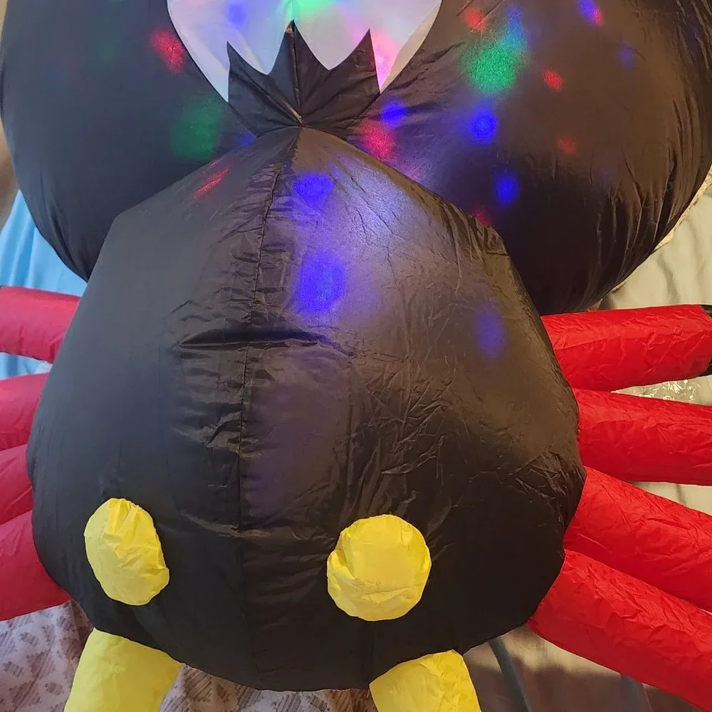 12-Foot Giant Inflatable Spider with White LED Lights - Halloween Blow Up Decor
